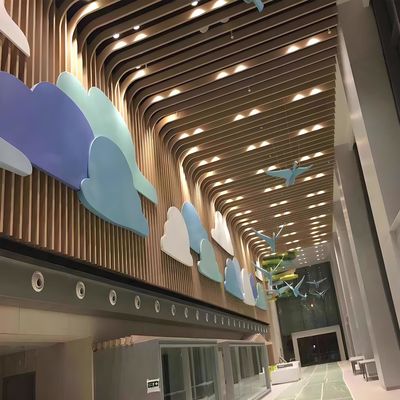Wooden Grain U Shaped Aluminum Profile Ceiling For Building Celling /  Interion Decoration